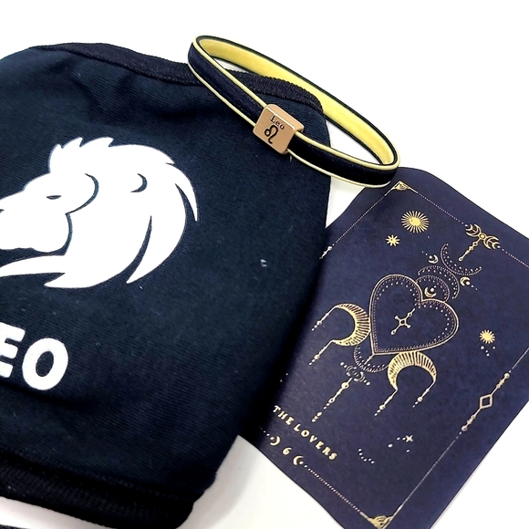 Zodiac Bundle ✦ Leather Bracelet Face Mask Hair Tie Stickers NWT - Picture 5 of 11